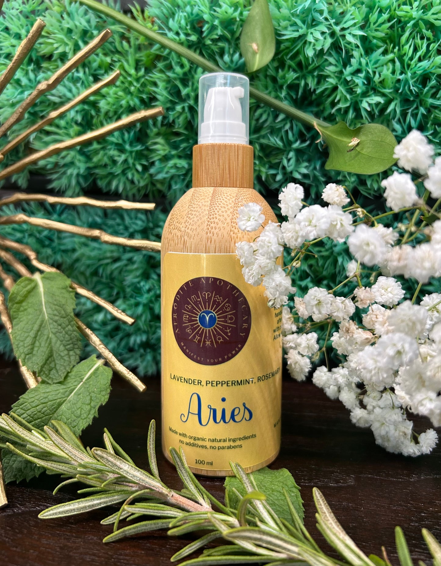 Perfumed Body Oil | ARIES Zodiac Inspired | Organic Scented Moisturizer - Lavander, Peppermint & Rosemary | Personalized Gift