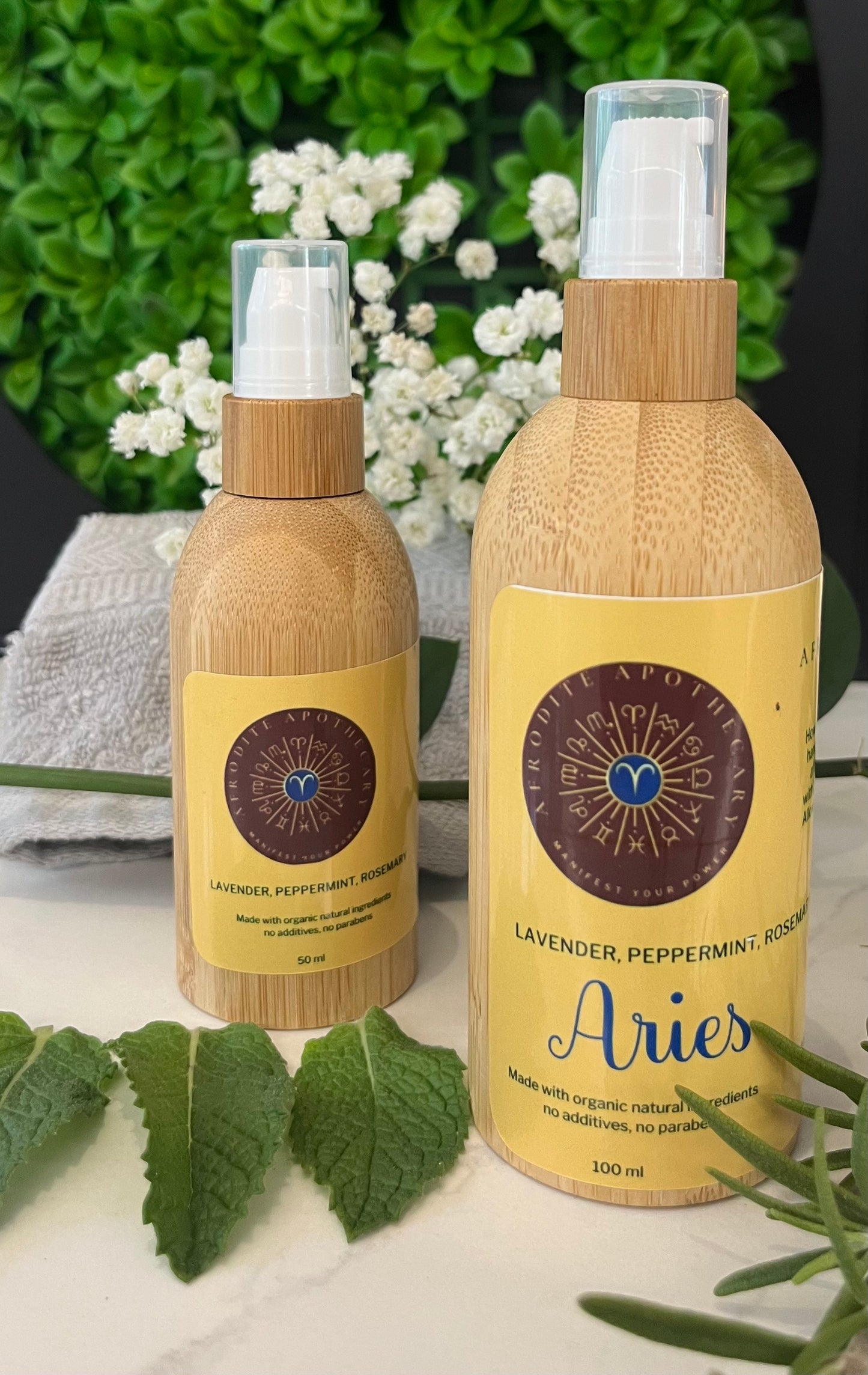 Perfumed Body Oil | ARIES Zodiac Inspired | Organic Scented Moisturizer - Lavander, Peppermint & Rosemary | Personalized Gift