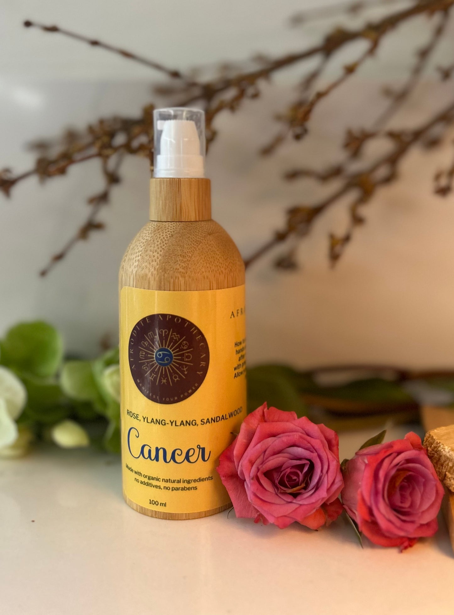 Perfumed Body Oil | CANCER - Zodiac Inspired | Organic Scented Moisturizer | Water Sign Gift for Her - Rose, Ylang-Ylang & Sandalwood