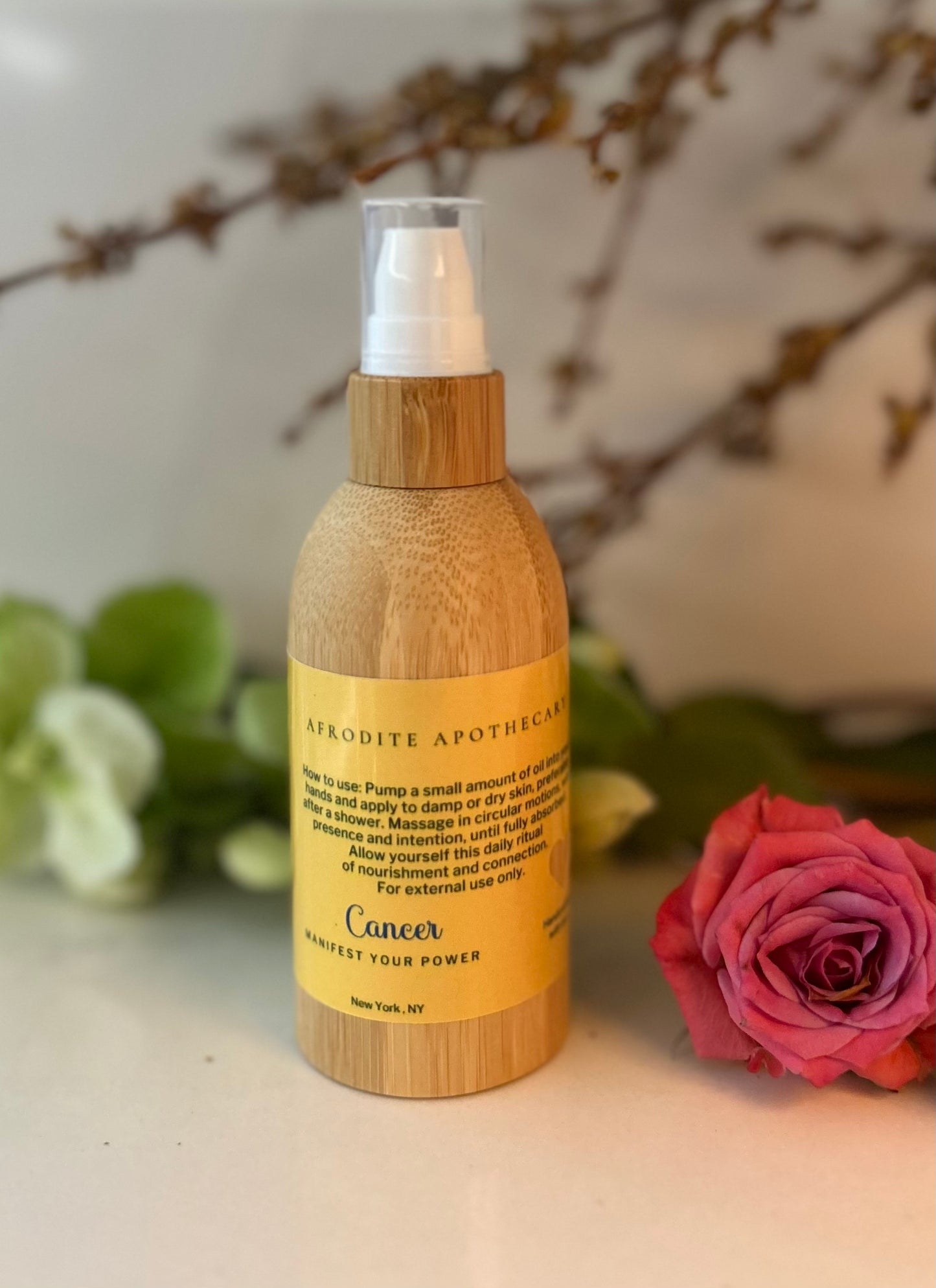 Perfumed Body Oil | CANCER - Zodiac Inspired | Organic Scented Moisturizer | Water Sign Gift for Her - Rose, Ylang-Ylang & Sandalwood