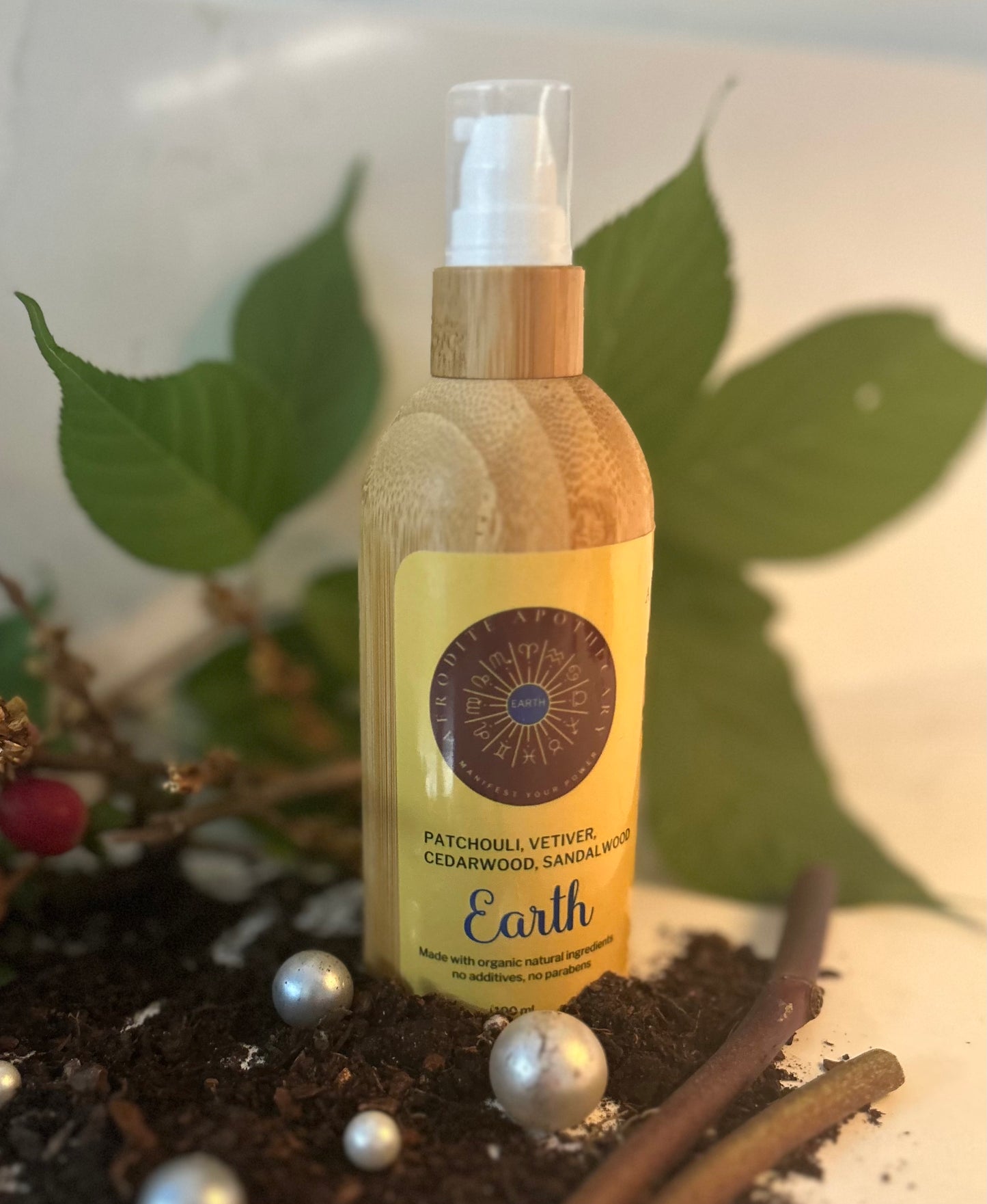 Perfumed Body oil l Organic Scented Moisturizer - EARTH Zodiac Inspired | Patchouli, Vetiver, Cedarwood & Sandalwood | Personalized Gift