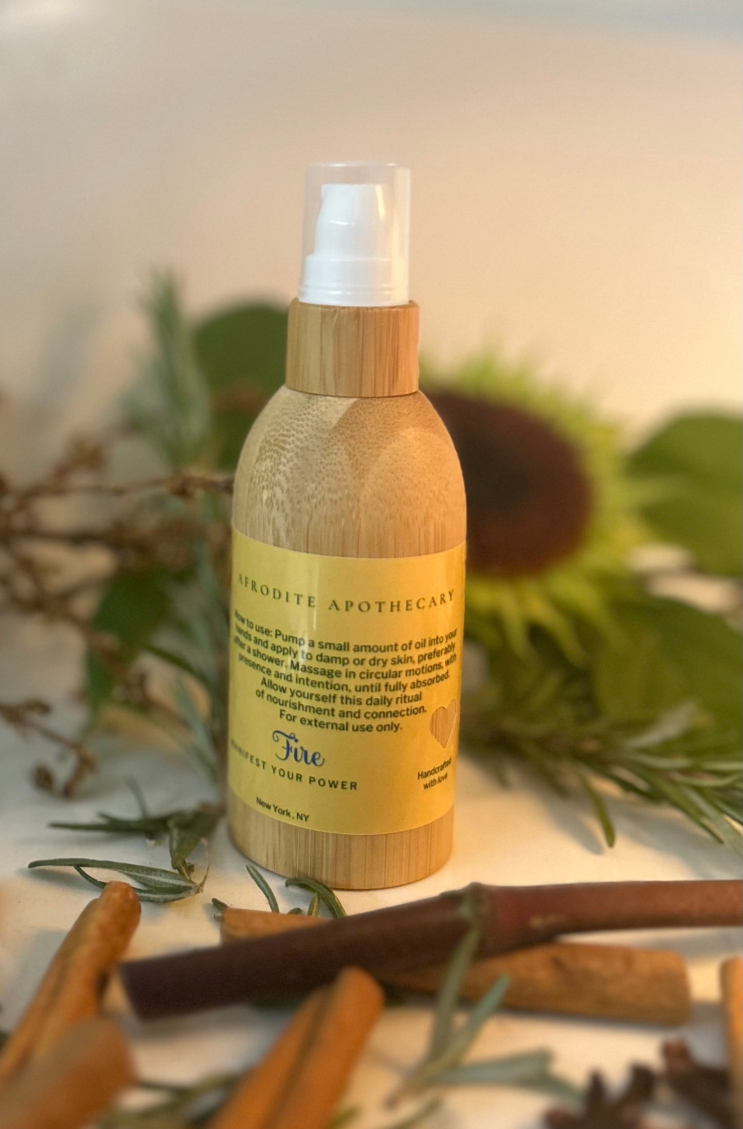 Perfumed Body Oil | Organic scented Moisturizer - FIRE Zodiac Inspired | Cinnamon, Ginger, Cloves & Rosemary | Personalized Gift