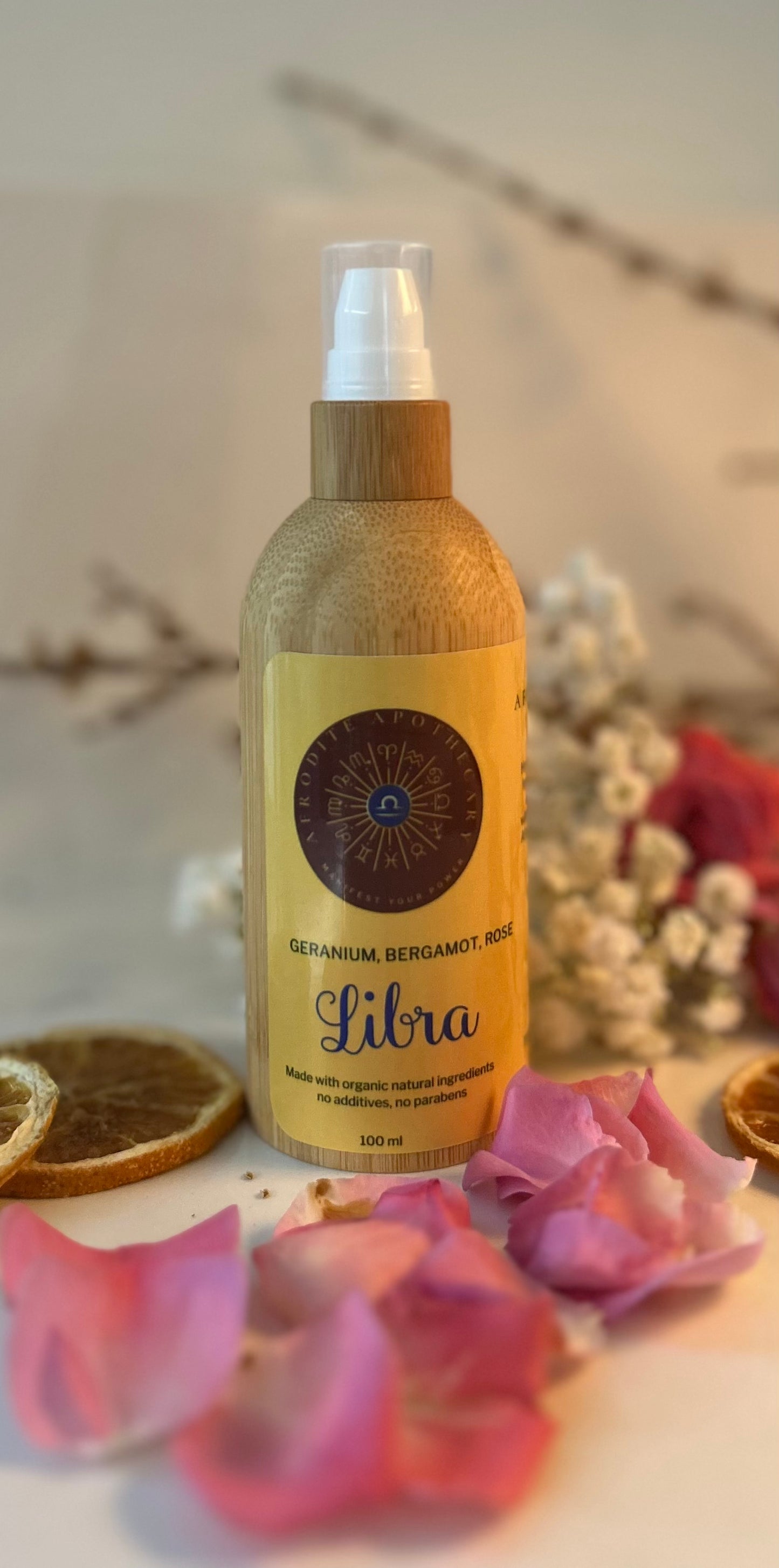 Perfumed Body Oil | LIBRA - Zodiac Inspired | Organic Scented Moisturizer - Geranium, Bergamot & Rose | Personalized Gift