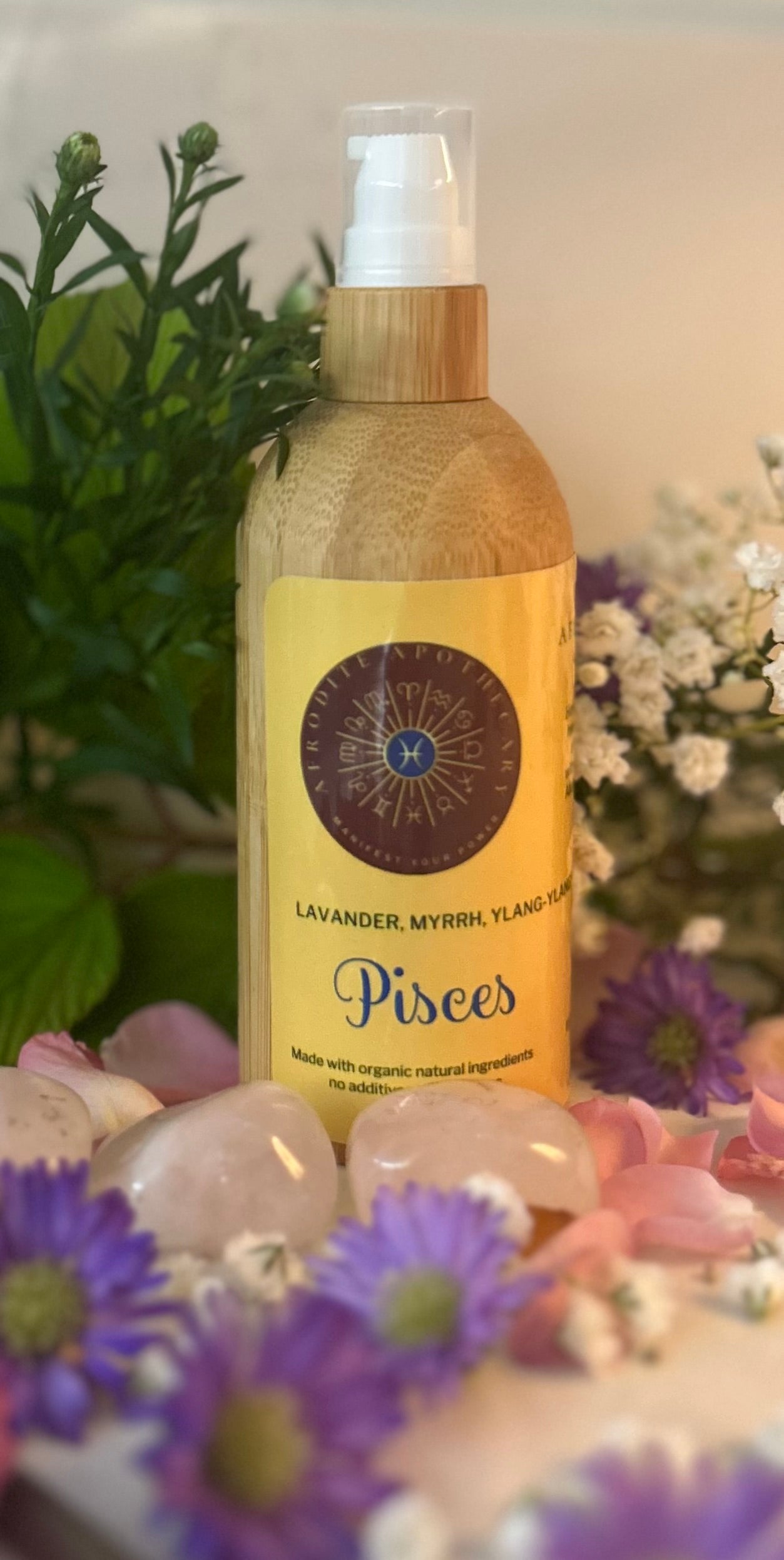 Perfumed Body Oil | PISCES - Zodiac Inspired | Organic scented Moisturizer - Lavender, Myrrh & Ylang-Ylang | Personalized Gift