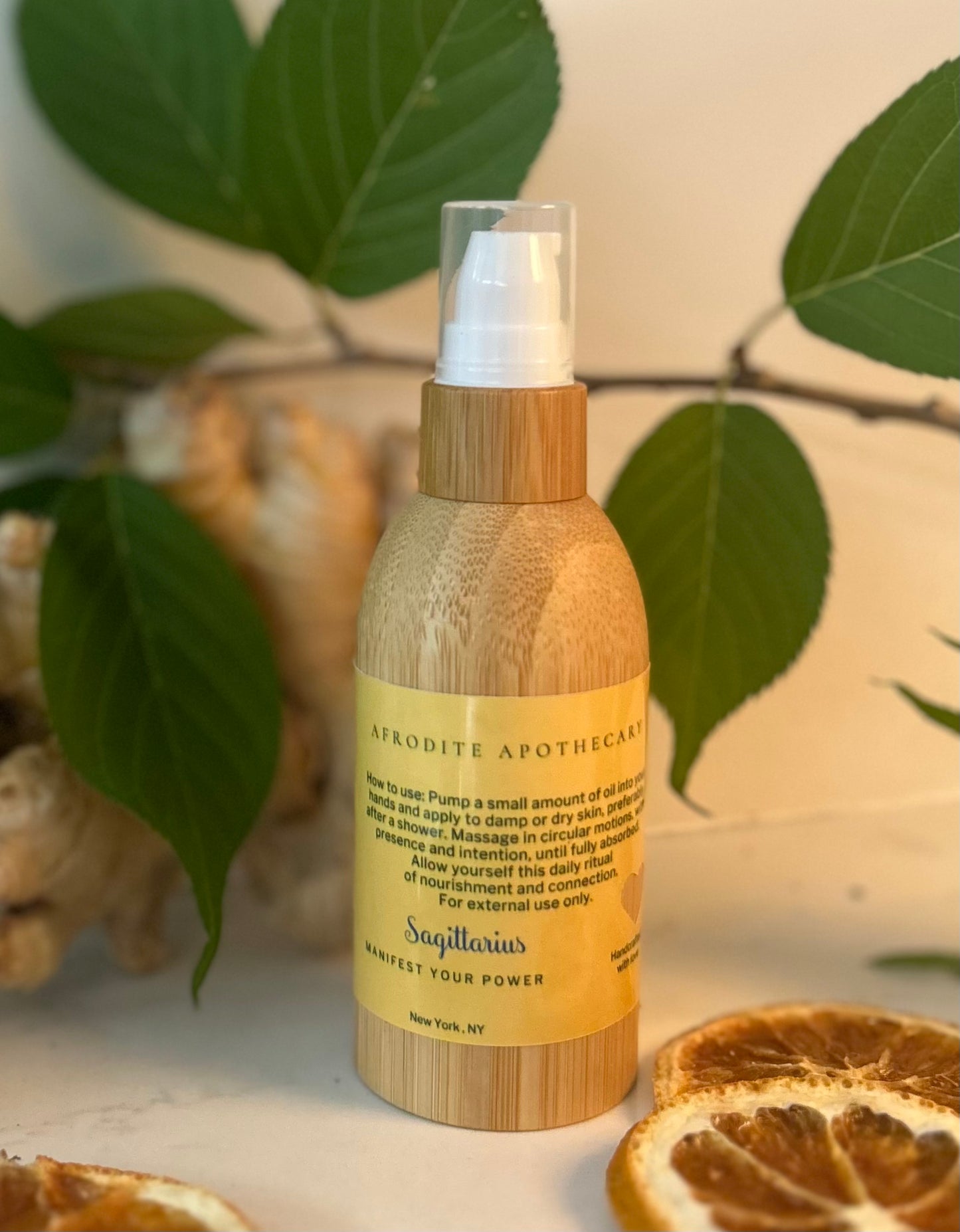 Perfumed Body Oil | SAGITTARIUS - Zodiac Inspired | Organic Scented Moisturizer - Ginger, Cedarwood & Orange.