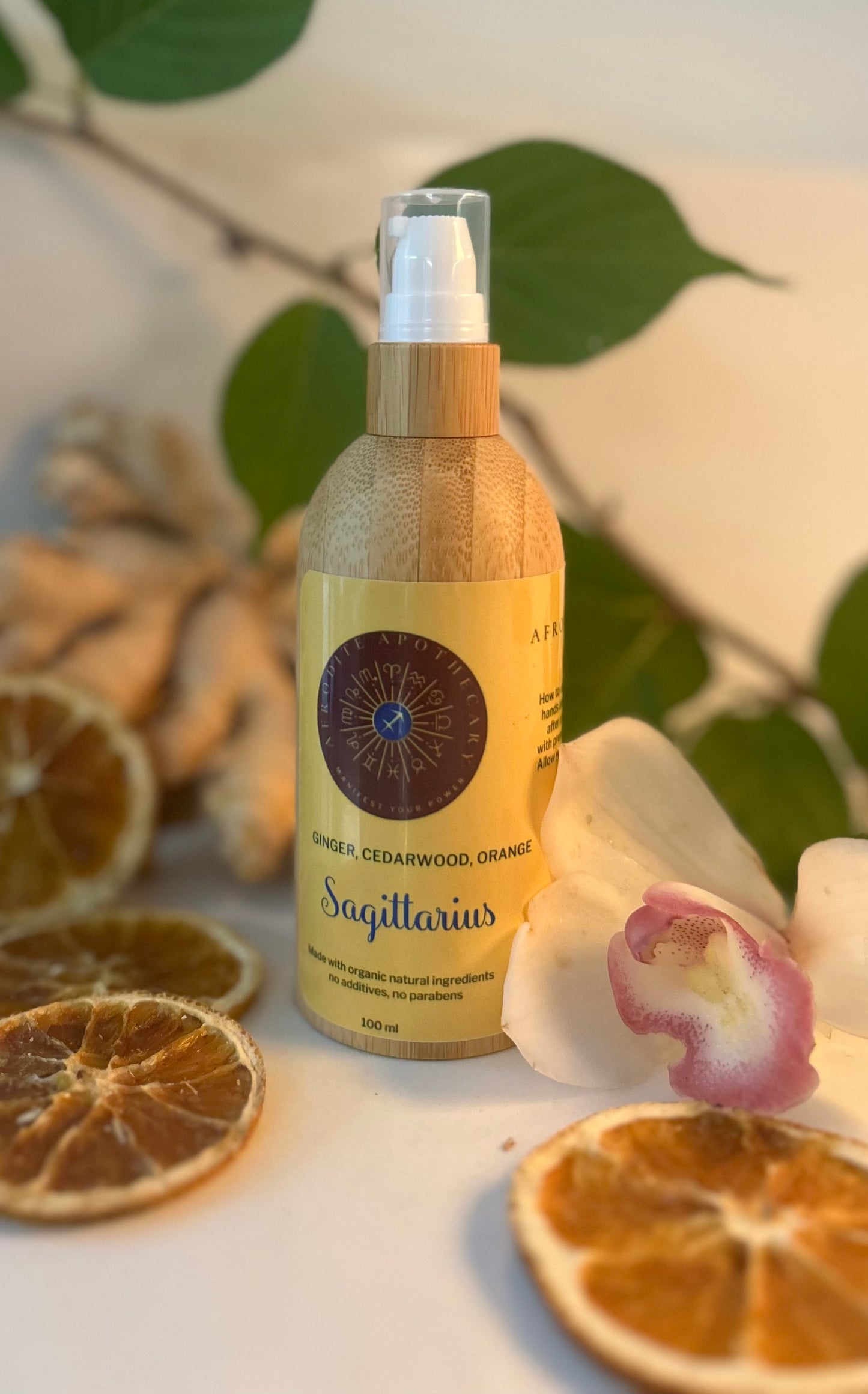 Perfumed Body Oil | SAGITTARIUS - Zodiac Inspired | Organic Scented Moisturizer - Ginger, Cedarwood & Orange.