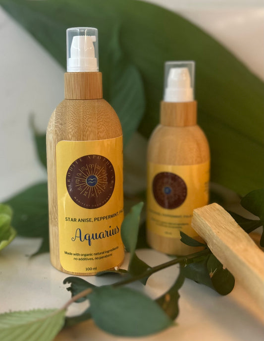 Perfumed Body Oil | AQUARIUS - Zodiac Inspired | Organic Scented Moisturizer - Star Anise, Peppermint & Palo Santo