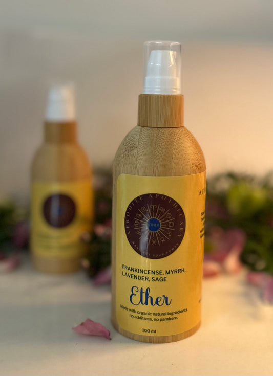 Perfumed Body Oil l Essential Organic Moisturizer - ETHER Zodiac Inspired | Frankincense, Myrrh, Lavender & White Sage | Personalized Gift
