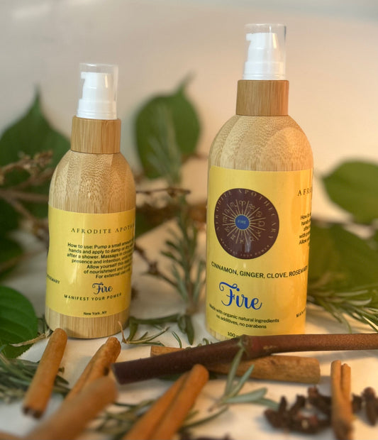 Perfumed Body Oil | Organic scented Moisturizer - FIRE Zodiac Inspired | Cinnamon, Ginger, Cloves & Rosemary | Personalized Gift