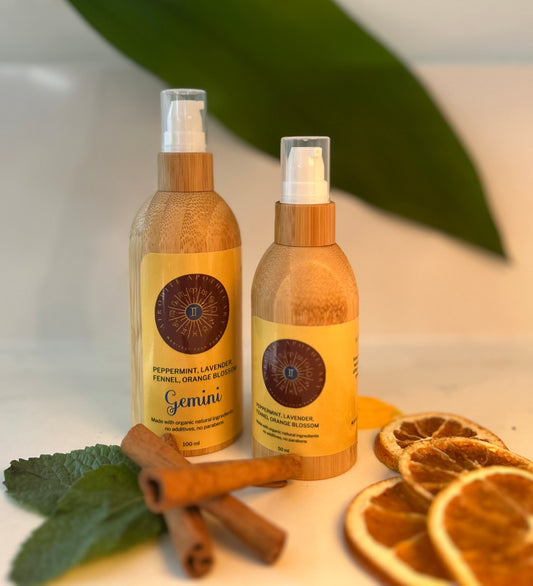 Perfumed Body Oil | GEMINI Zodiac Inspired | Organic Scented Moisturizer - Peppermint, Lavender, Fennel & Orange Blossom | Personalized Gift
