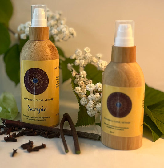 Perfumed Body Oil | SCORPIO -  Zodiac Inspired | Organic Scented Moisturizer - Patchouli, Clove & Vetiver | Personalized Gift