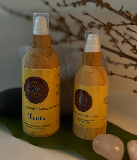 Perfumed Body Oil | TAURUS Zodiac Inspired | Organic Scented Moisturizer - Sandalwood, Patchouli & Vanilla | Personalized Gift