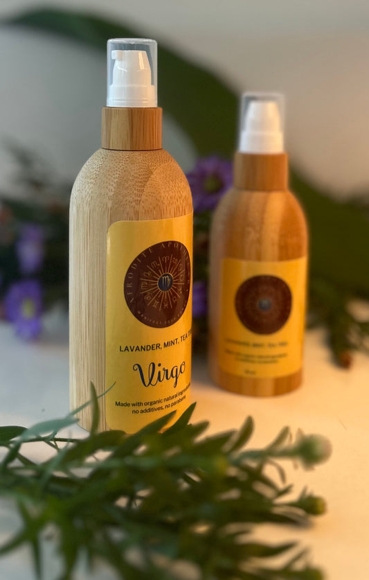 Perfumed Body Oil | VIRGO - Zodiac Inspired | Organic Scented Moisturizer - Lavender, Mint & Tea Tree | Personalized Gift